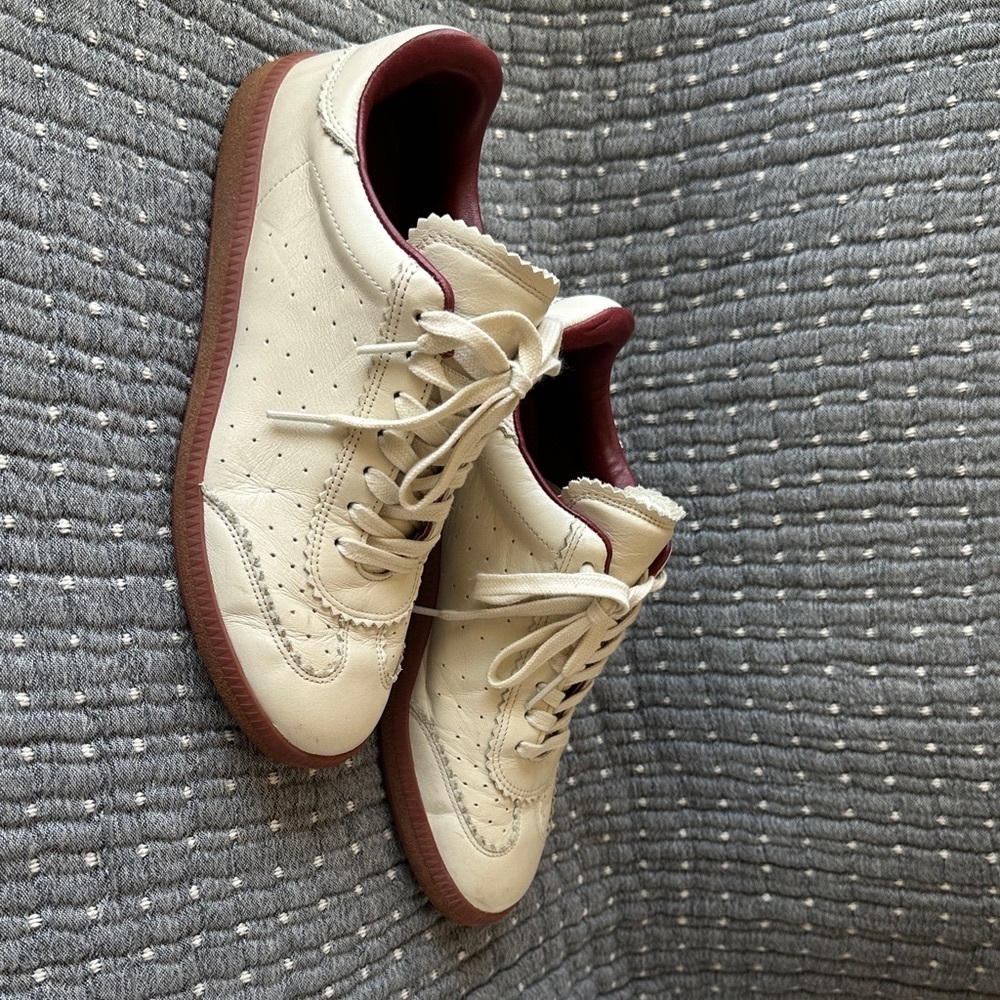 Isabel Marant Cream and Burgundy Sneakers 37 - Picture 2 of 6